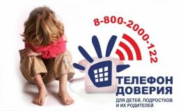 Информация о работе Детского телефона доверия - 8-800-2000-122