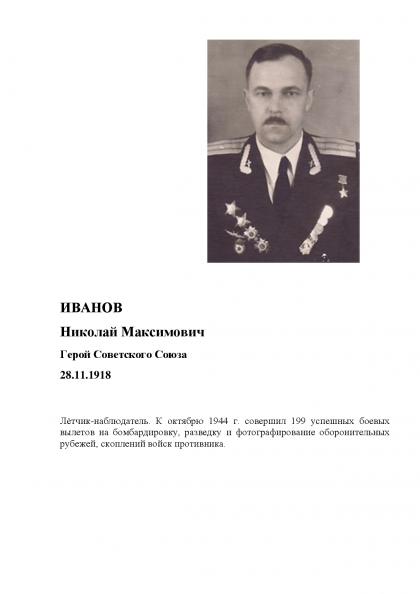 ИВАНОВ Николай Максимович